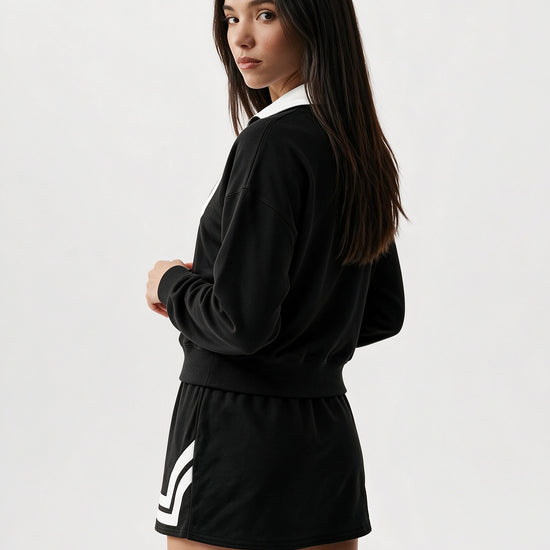 Half Zip Sweatshirt With Skirt Sets - Fisoew