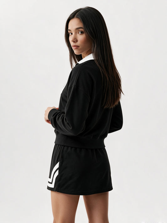 Half Zip Sweatshirt With Skirt Sets