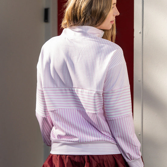 Striped Half Zip Sweatshirts - Fisoew