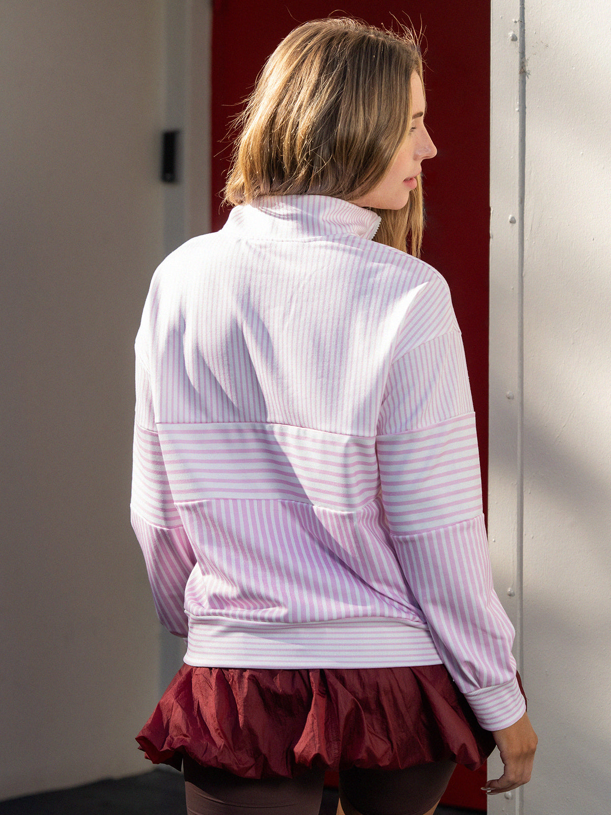 Striped Half Zip Sweatshirts - Fisoew