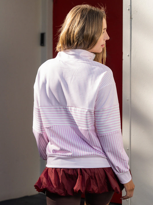 Striped Half Zip Sweatshirts - Fisoew