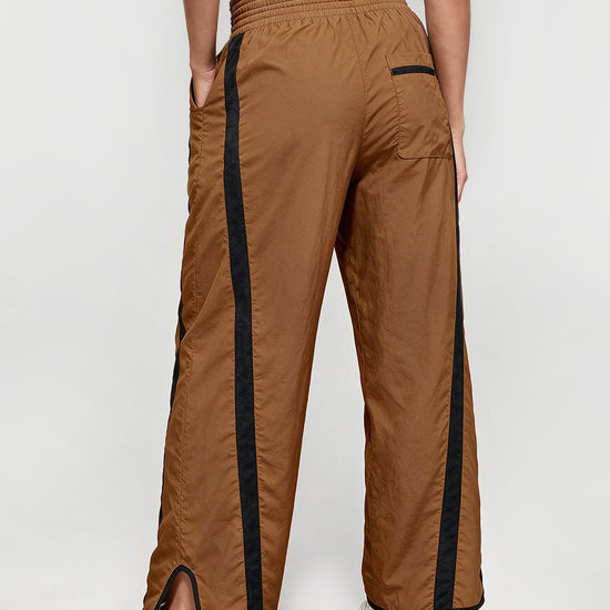 Drawstring Elastic Contrast Color Pants - Fisoew