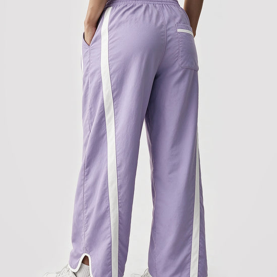 Drawstring Elastic Contrast Color Pants - Fisoew