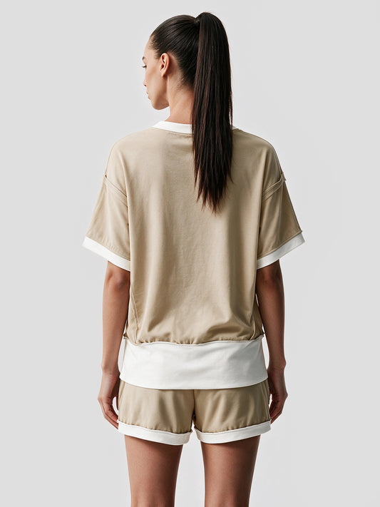 Color Block Lounge Short Set - Fisoew