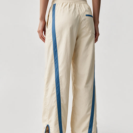 Drawstring Elastic Contrast Color Pants - Fisoew