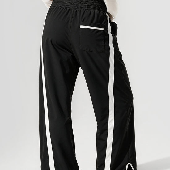 Drawstring Elastic Contrast Color Pants - Fisoew