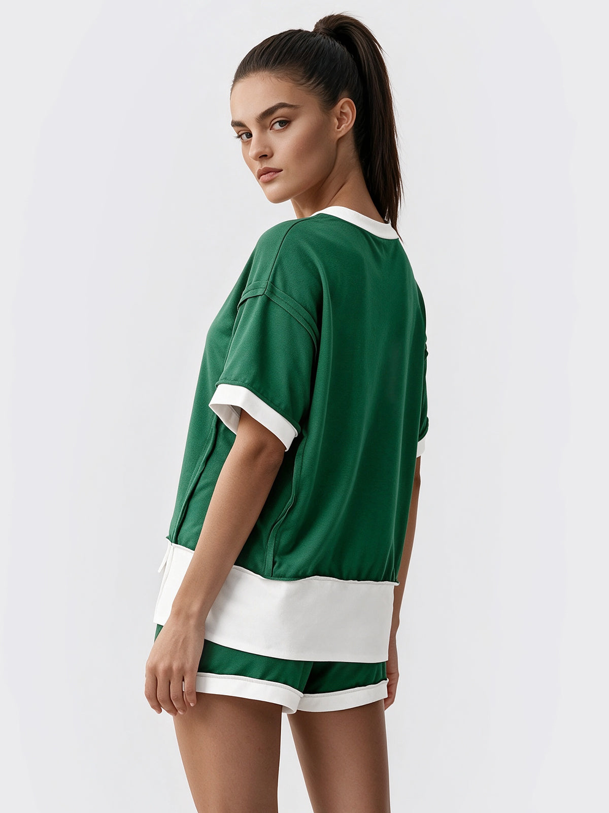 Color Block Lounge Short Set - Fisoew
