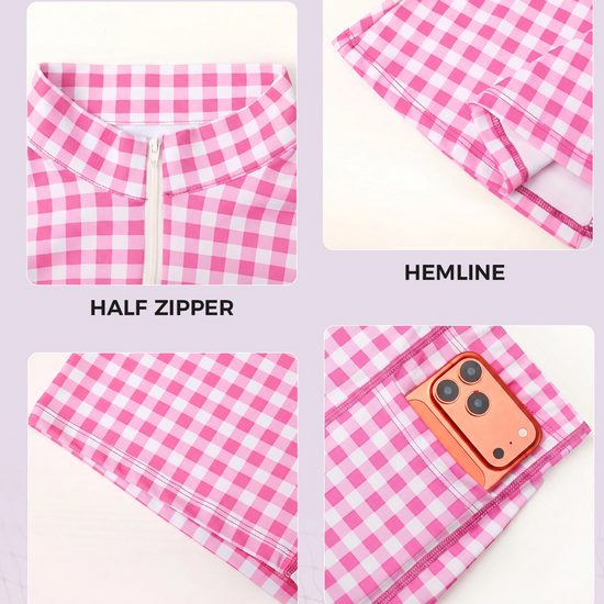 Plaid A-line with Built-In Mini Dresses - Fisoew