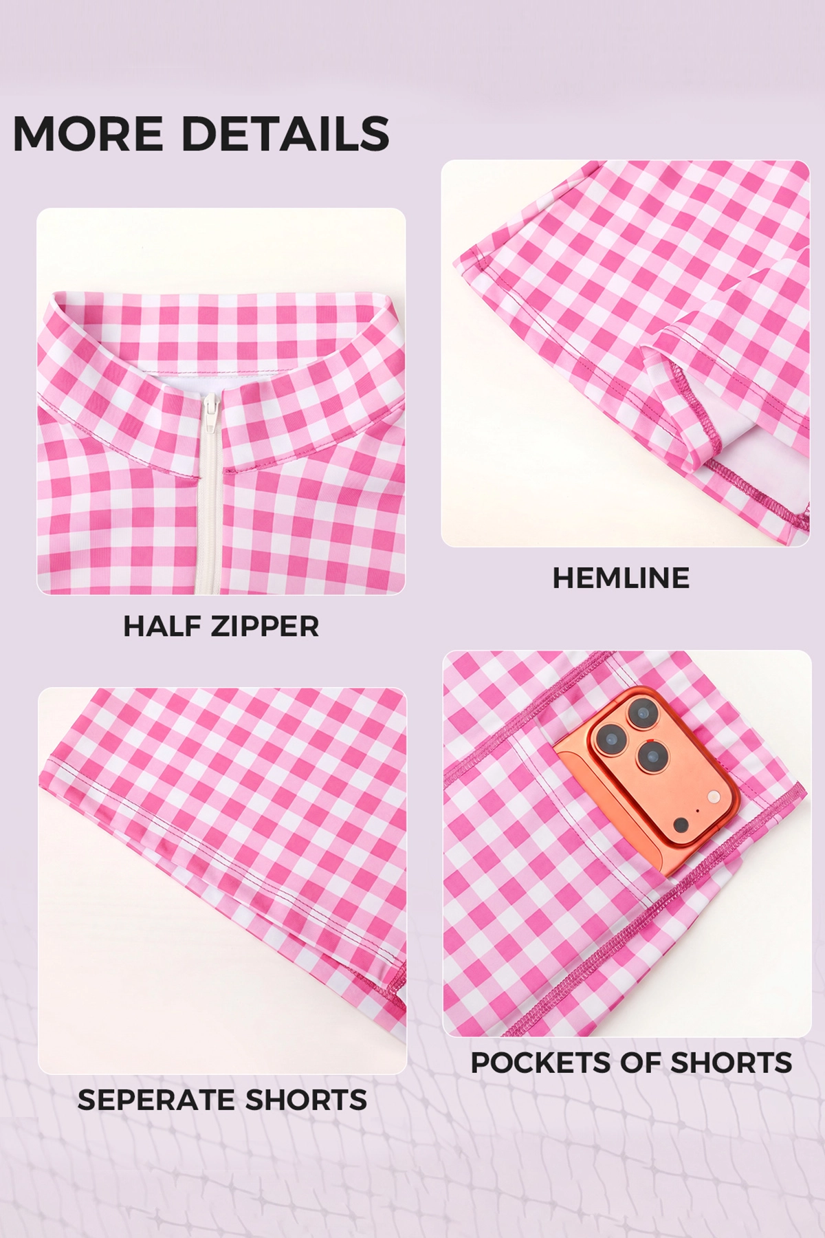 Plaid A-line with Built-In Mini Dresses - Fisoew