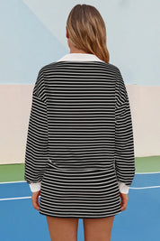 Womens Cool Black Striped 2 Piece Outfits Fisoew - Fisoew