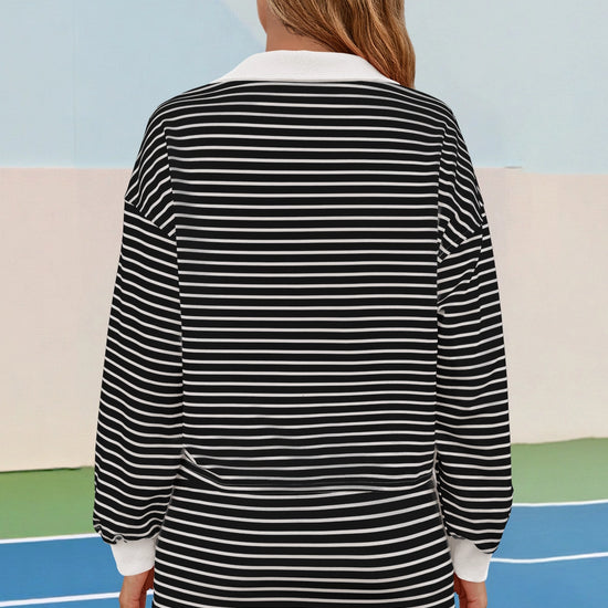 Womens Cool Black Striped 2 Piece Outfits Fisoew - Fisoew