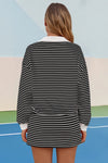 Womens Cool Black Striped 2 Piece Outfits Fisoew - Fisoew
