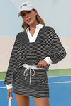 Womens Cool Black Striped 2 Piece Outfits Fisoew - Fisoew