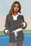 Womens Cool Black Striped 2 Piece Outfits Fisoew - Fisoew