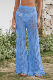 Fisoew Women's Blue Crochet Cover Up Pants
