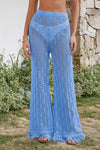 Fisoew Women's Blue Crochet Cover Up Pants - Fisoew