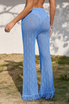 Fisoew Women's Blue Crochet Cover Up Pants - Fisoew