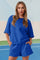 Womens Blue Oversized 2 Piece Outfits Fisoew - Fisoew