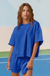 Womens Blue Oversized 2 Piece Outfits Fisoew - Fisoew