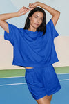 Womens Blue Oversized 2 Piece Outfits Fisoew - Fisoew