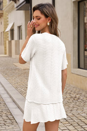 Fisoew Women's White Crochet Swimsuit Coverup 2 Piece Skirt Sets - Fisoew