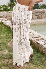 Fisoew Women's White Crochet Cover Up Pants