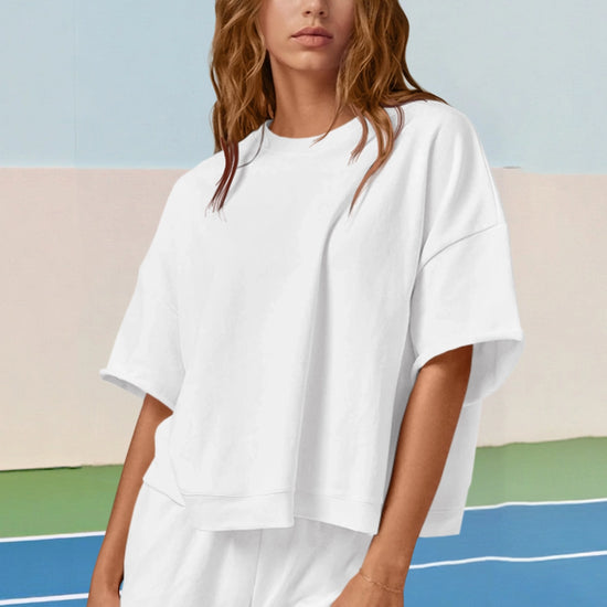 Womens White Oversized 2 Piece Outfits  Fisoew - Fisoew
