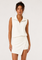 White Sleeveless Half Zip Skirt Sets Fisoew - Fisoew