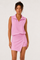 Pink Sleeveless Half Zip Skirt Sets Fisoew - Fisoew