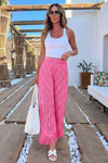 Fisoew Women's Pink Crochet Cover Up Pants - Fisoew