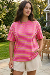 Crew Neck Striped Short Sleeve T-Shirts