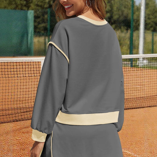 Womens Beige and Grey High Waisted Tracksuits Fisoew - Fisoew