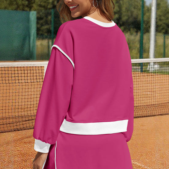 Womens Rose Red High Waisted Tracksuits Fisoew - Fisoew