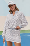 Womens Grey Striped 2 Piece Outfits Fisoew - Fisoew