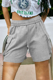 Fisoew Women's Grey Running Workout Baggy Sweat Shorts - Fisoew
