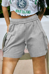 Fisoew Women's Grey Running Workout Baggy Sweat Shorts