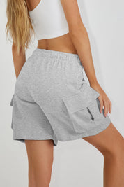 Fisoew Women's Grey Running Workout Baggy Sweat Shorts - Fisoew