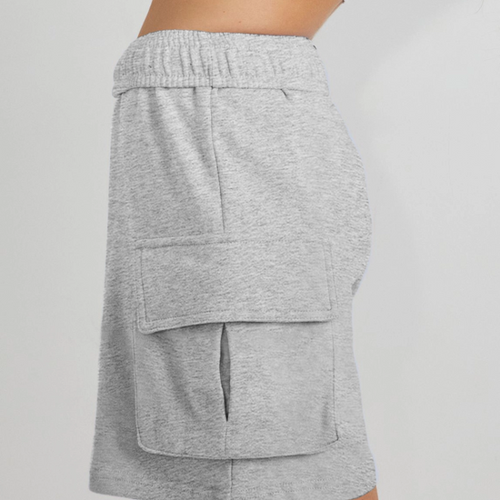 Fisoew Women's Grey Running Workout Baggy Sweat Shorts - Fisoew