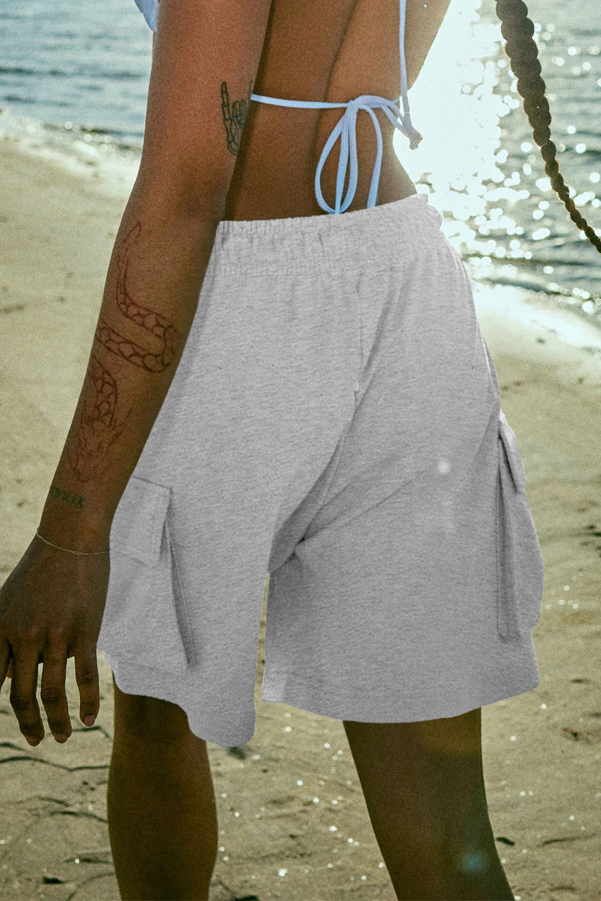 Fisoew Women's Grey Running Workout Baggy Sweat Shorts - Fisoew