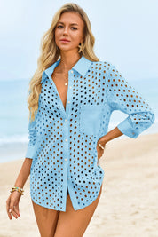 Womens Blue Hollow Out Swimsuit Fisoew - Fisoew