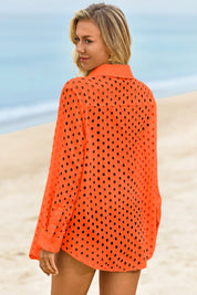 Womens Orange Hollow Out Swimsuit Fisoew - Fisoew