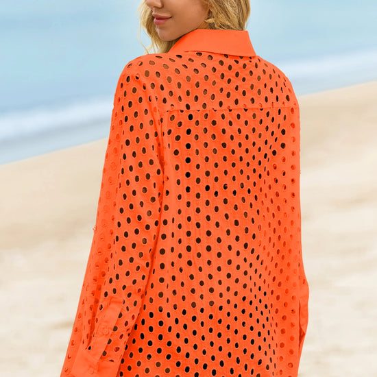 Womens Orange Hollow Out Swimsuit Fisoew - Fisoew
