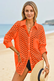 Womens Orange Hollow Out Swimsuit Fisoew - Fisoew