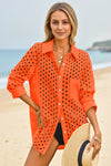 Womens Orange Hollow Out Swimsuit Fisoew - Fisoew