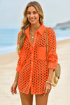 Womens Orange Hollow Out Swimsuit Fisoew - Fisoew