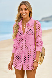 Womens Pink Hollow Out Swimsuit Fisoew
