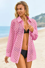 Womens Pink Hollow Out Swimsuit Fisoew