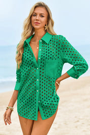Womens Green Hollow Out Swimsuit Fisoew - Fisoew
