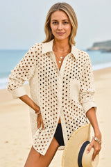Womens Beige Hollow Out Swimsuit Fisoew