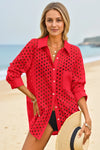 Womens Red Hollow Out Swimsuit Fisoew - Fisoew